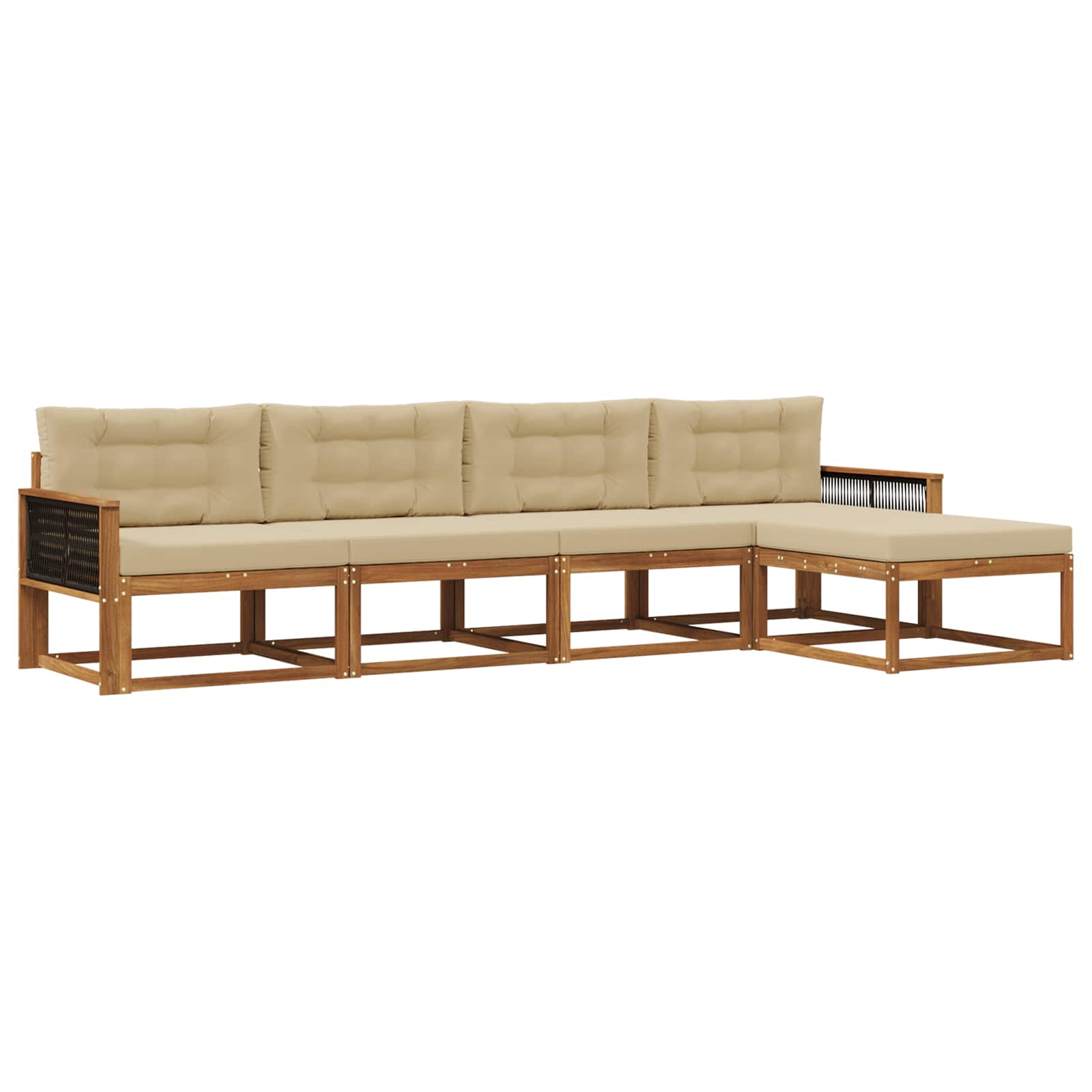 Outdoor-Sofagarnitur mit Kissen 5 pcs Natur und Beige