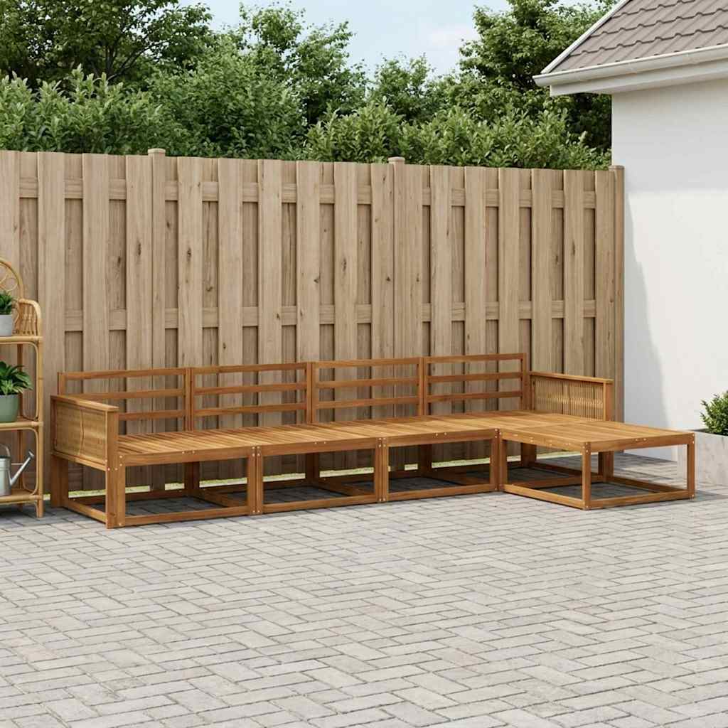 Outdoor-Sofagarnitur 5 stk. Natur Massivholz Akazie