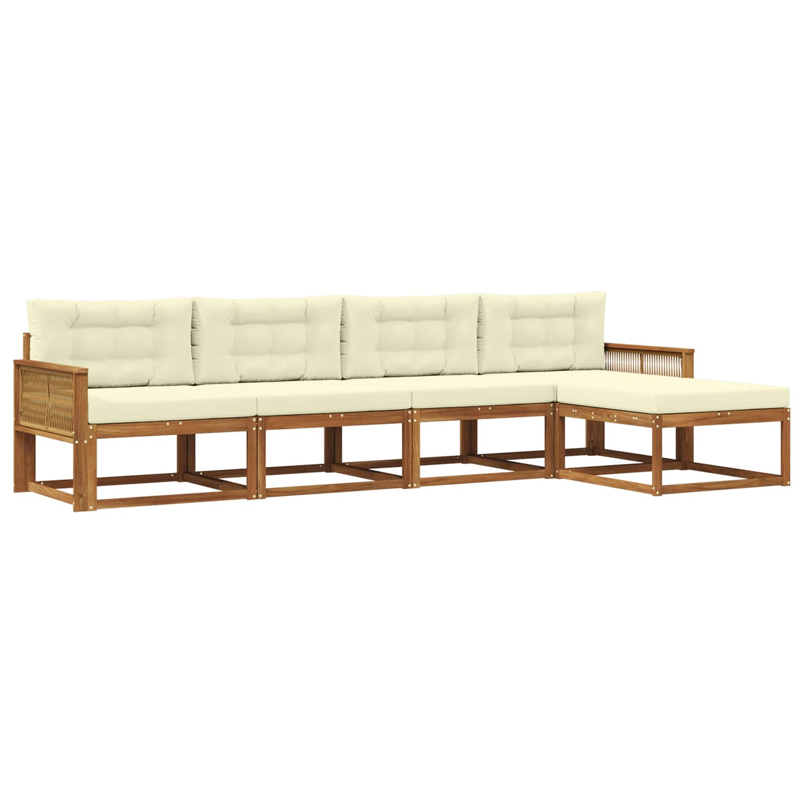 Outdoor-Sofagarnitur mit Kissen 5 pcs Natur und Creme