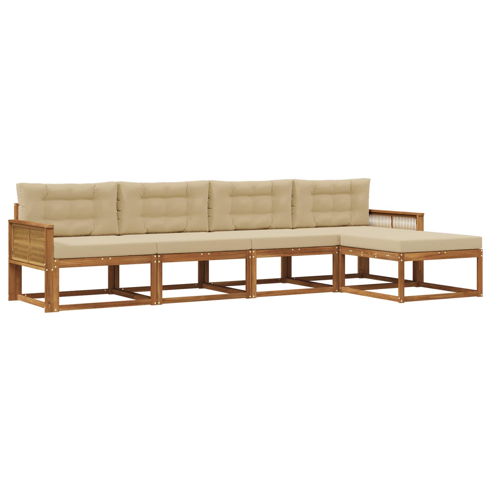 Outdoor-Sofagarnitur 5 stk. Natur und Beige