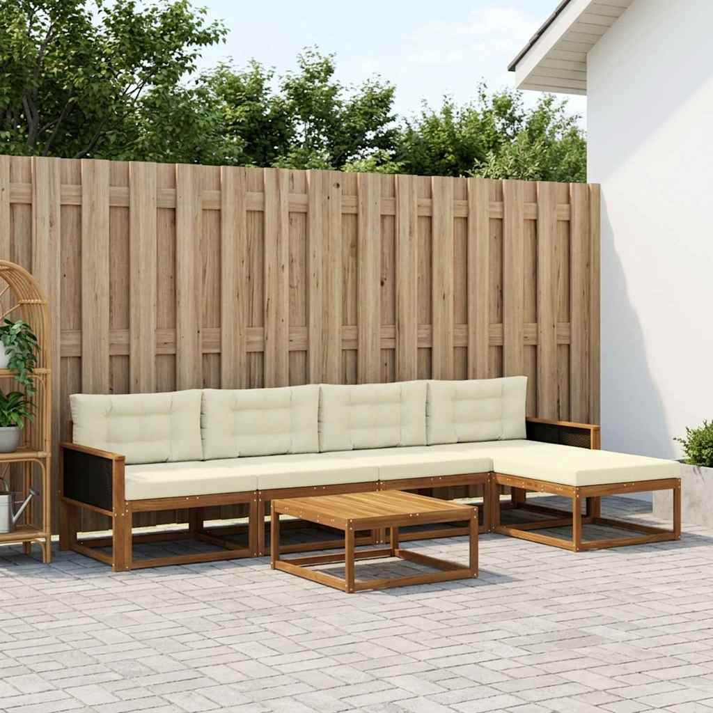 Outdoor-Sofagarnitur mit Kissen 6 pcs Natur und Creme