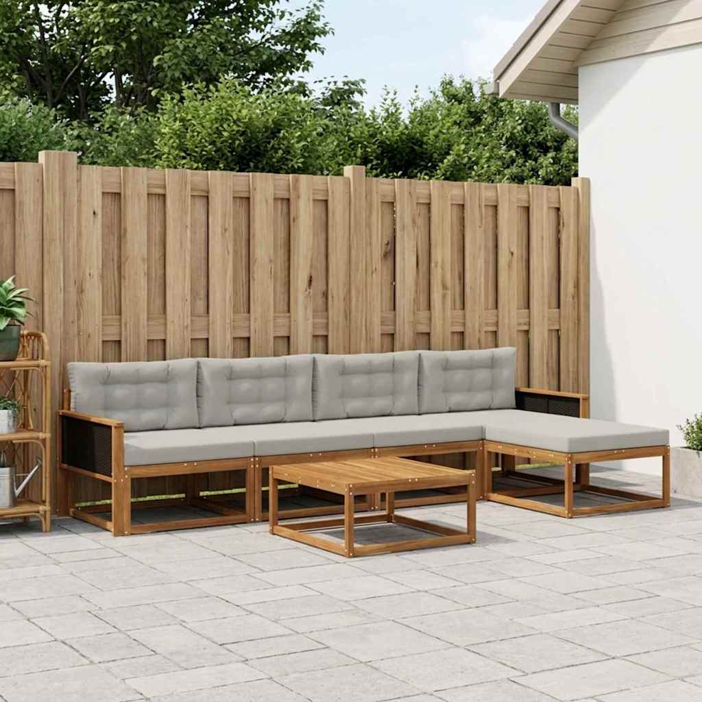 Outdoor-Sofagarnitur mit Kissen 6 pcs Natural and Light grey