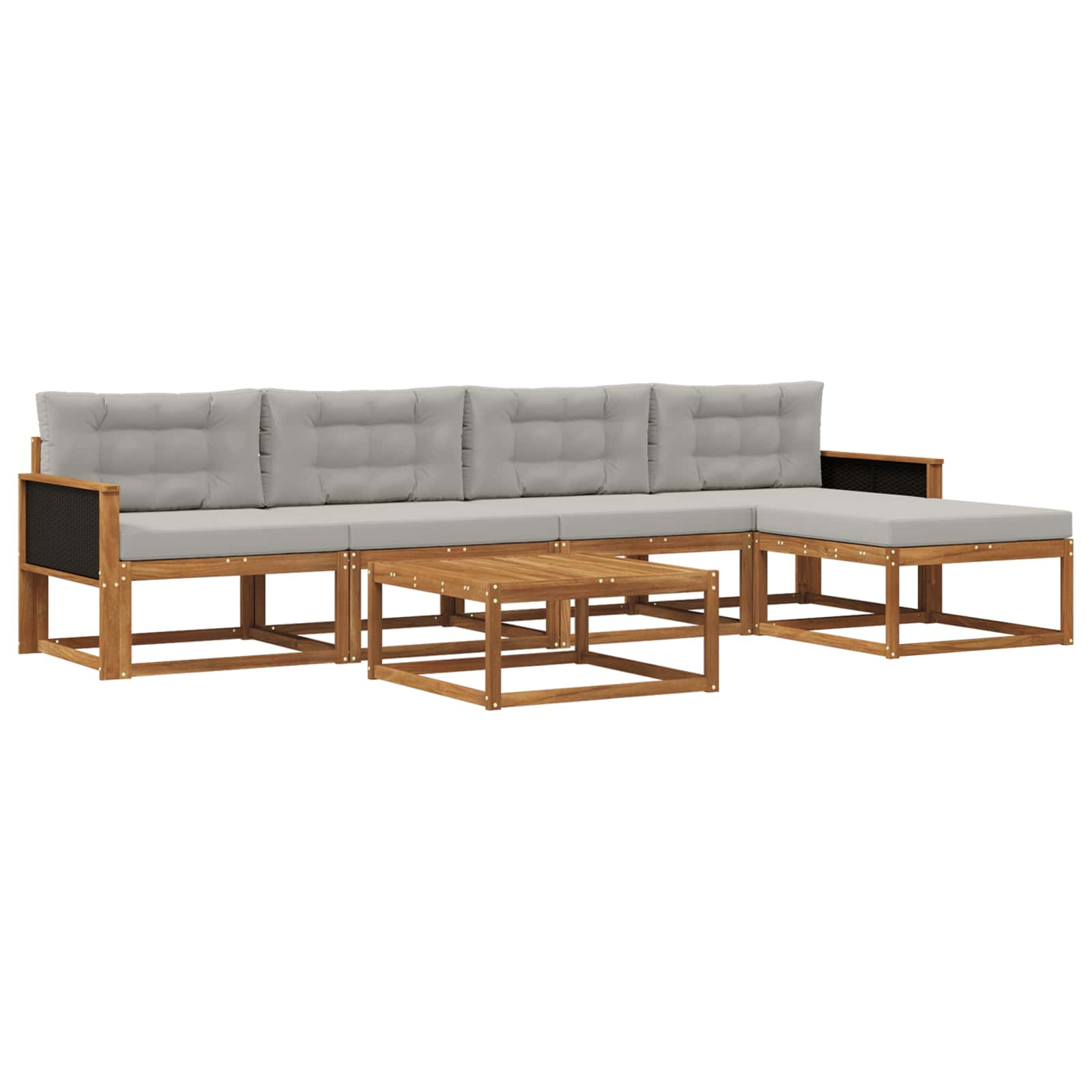 Outdoor-Sofagarnitur mit Kissen 6 pcs Natural and Light grey