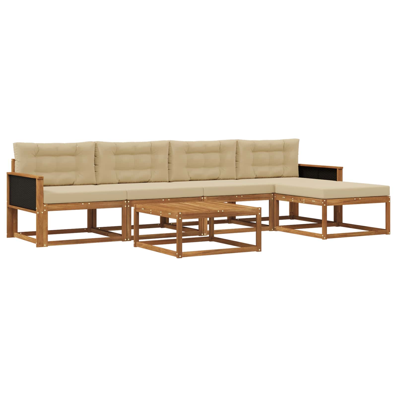 Outdoor-Sofagarnitur mit Kissen 6 pcs Natur und Beige