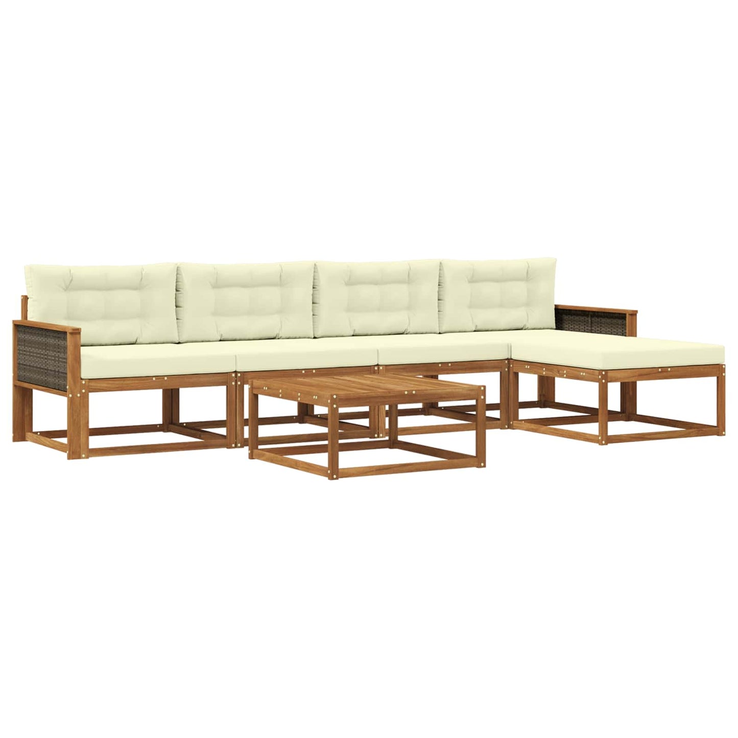 Outdoor-Sofagarnitur mit Kissen 6 pcs Natur und Creme