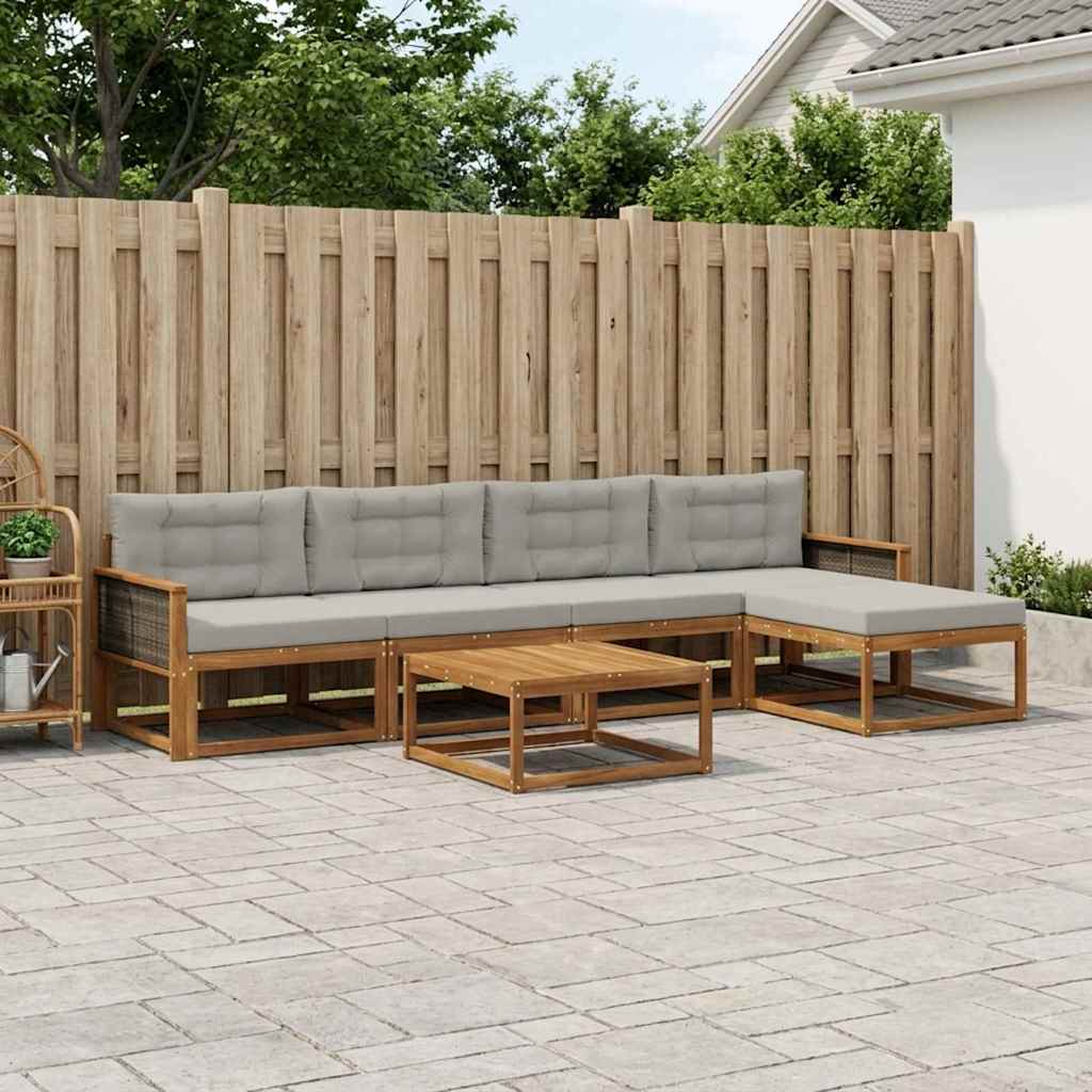 Outdoor-Sofagarnitur mit Kissen 6 pcs Natural and Light grey