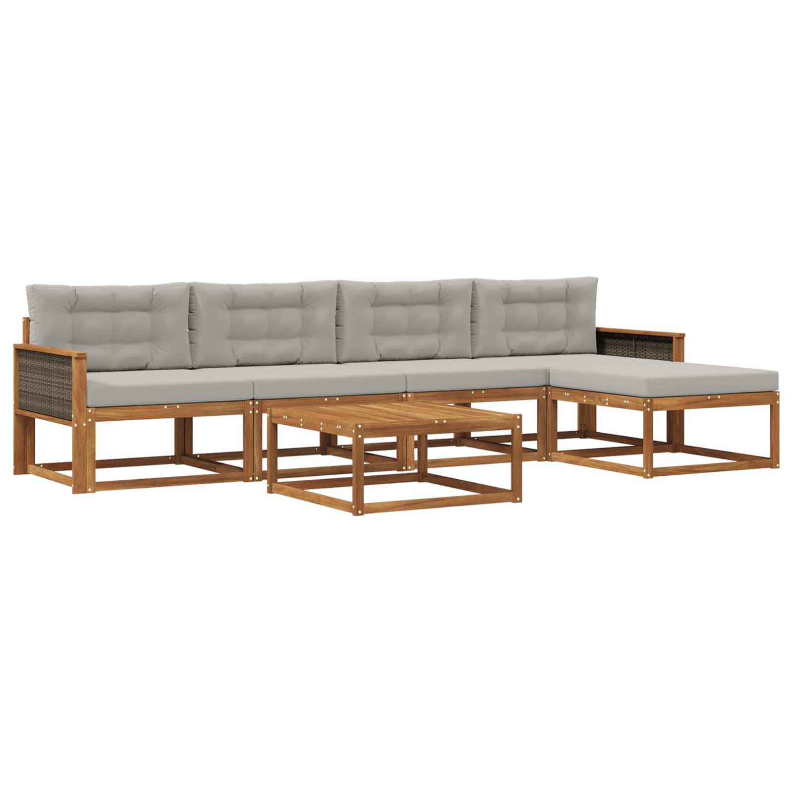 Outdoor-Sofagarnitur mit Kissen 6 pcs Natural and Light grey
