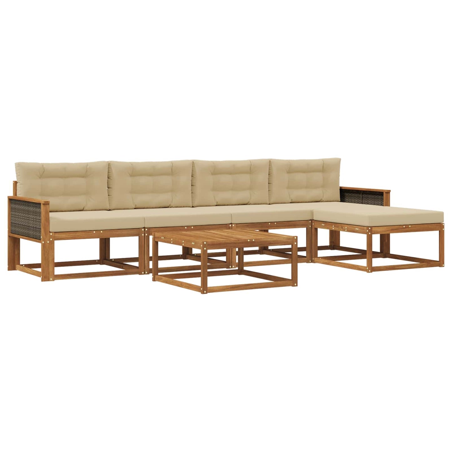 Outdoor-Sofagarnitur mit Kissen 6 pcs Natur und Beige