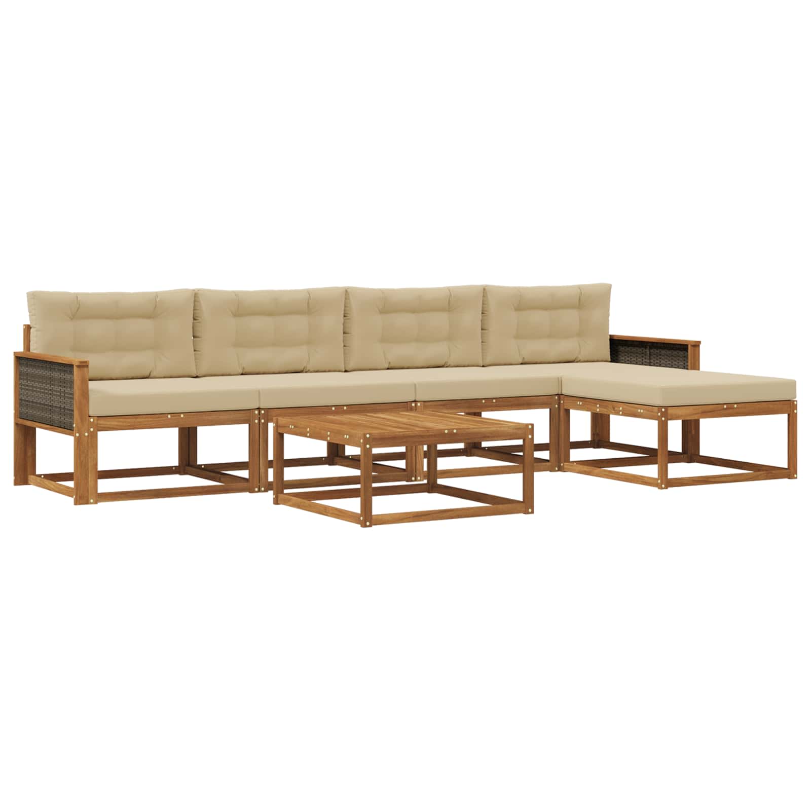 Outdoor-Sofagarnitur mit Kissen 6 pcs Natur und Beige