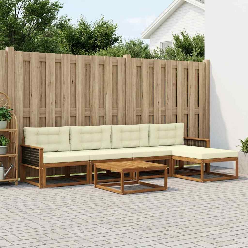 Outdoor-Sofagarnitur mit Kissen 6 pcs Natur und Creme
