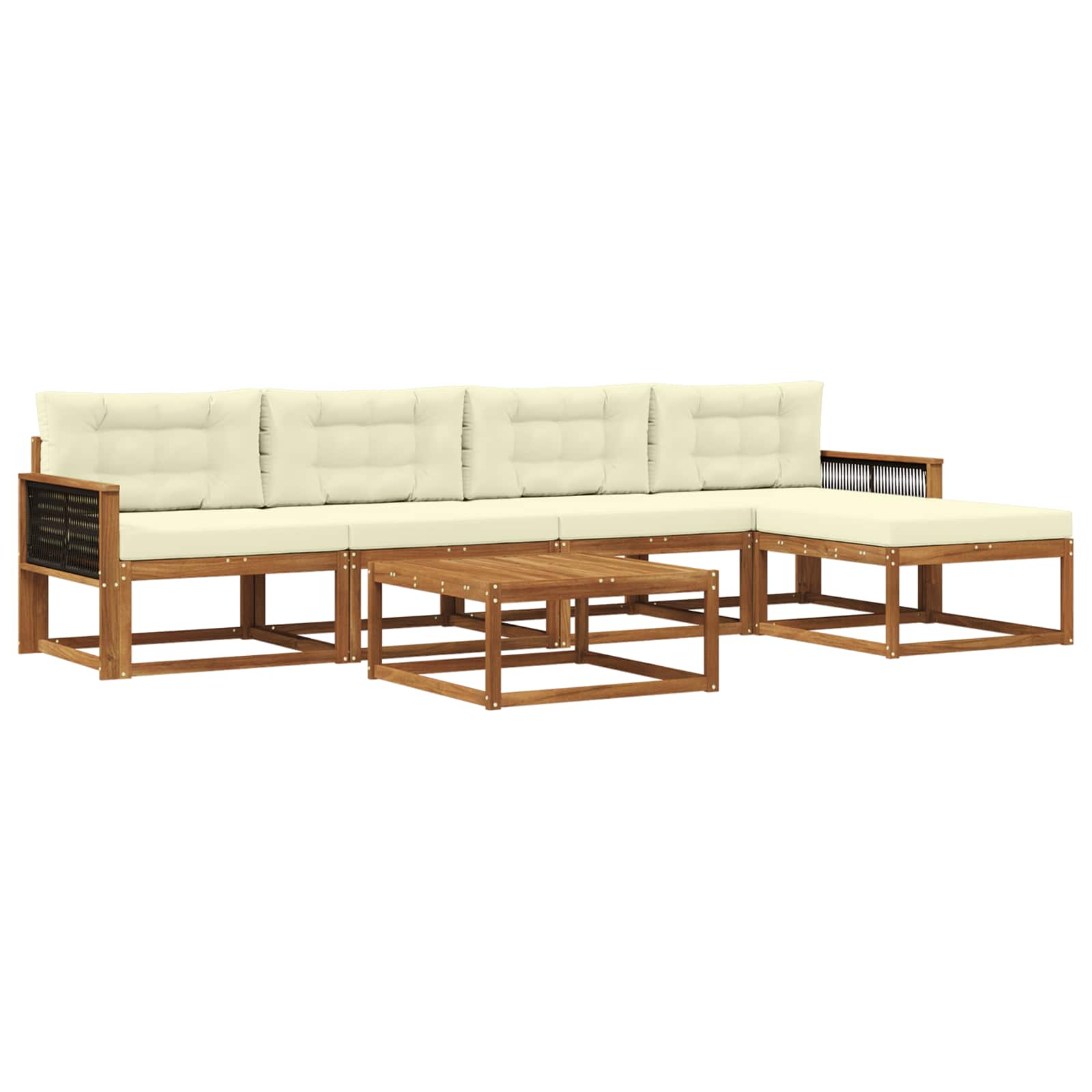 Outdoor-Sofagarnitur mit Kissen 6 pcs Natur und Creme