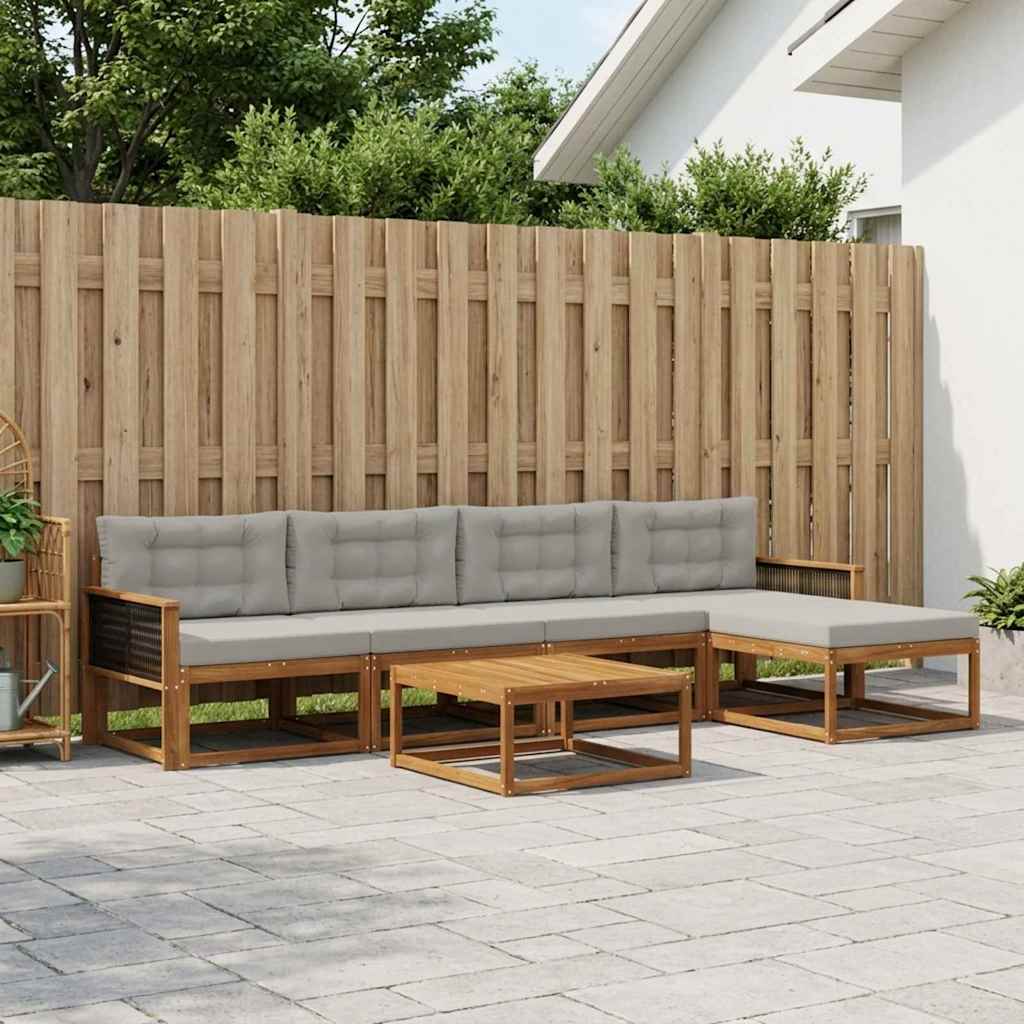 Outdoor-Sofagarnitur mit Kissen 6 pcs Natural and Light grey