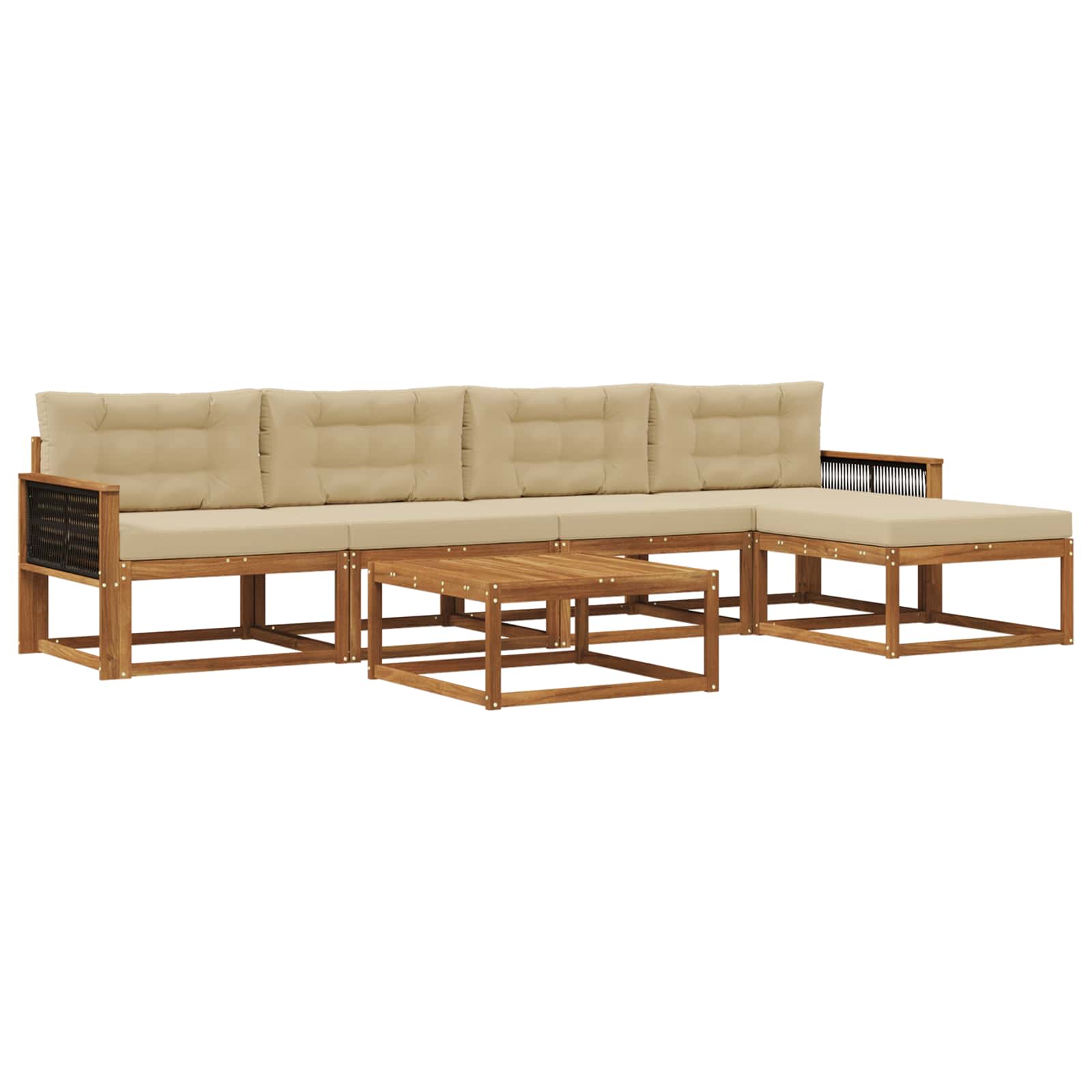 Outdoor-Sofagarnitur mit Kissen 6 pcs Natur und Beige