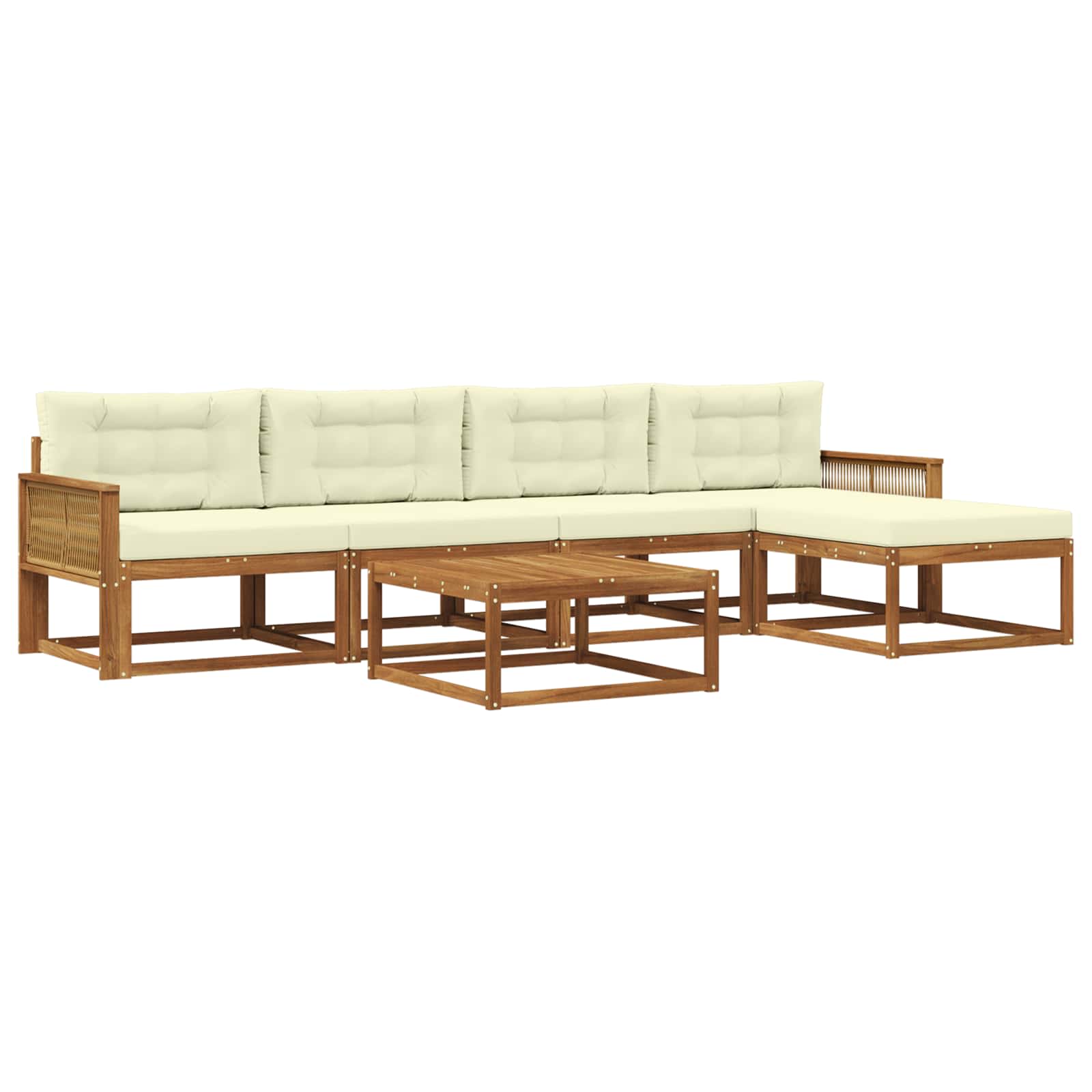 Outdoor-Sofagarnitur mit Kissen 6 pcs Natur und Creme