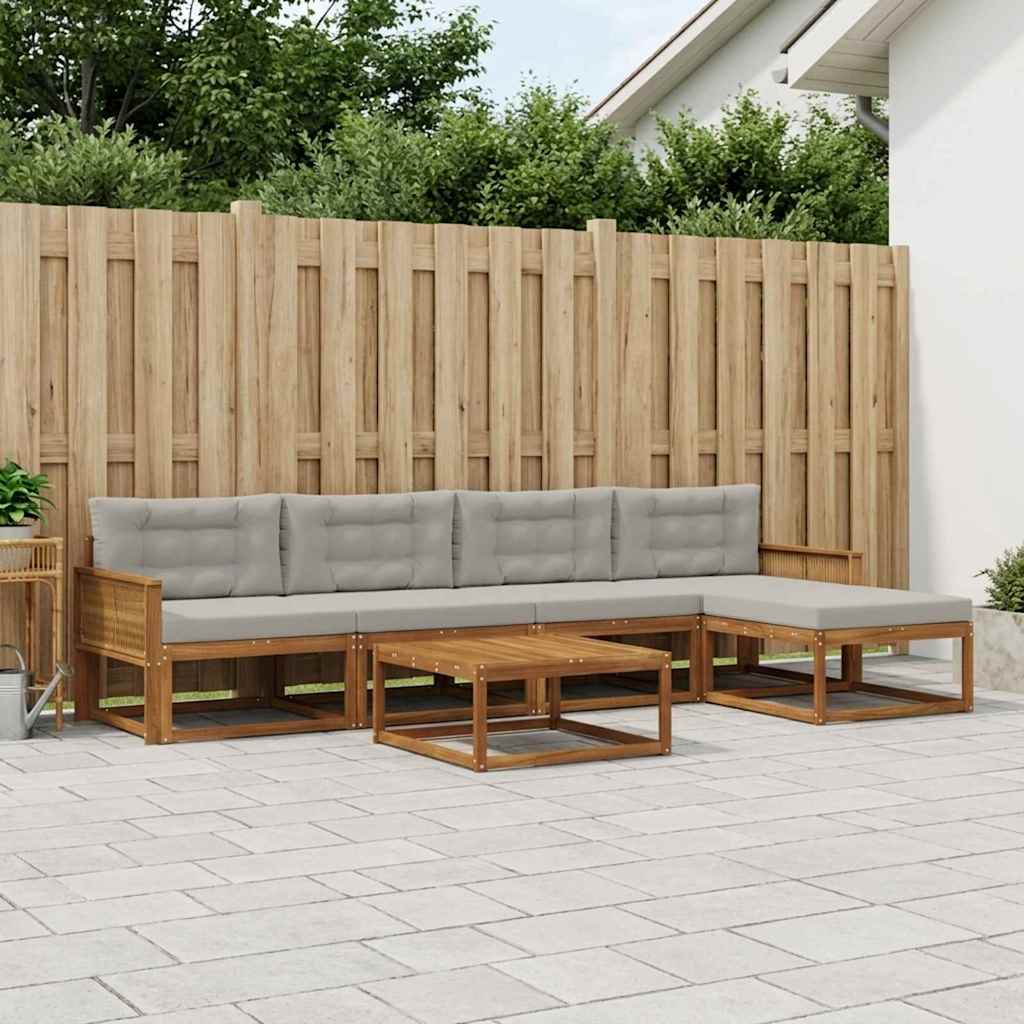 Outdoor-Sofagarnitur mit Kissen 6 pcs Natural and Light grey