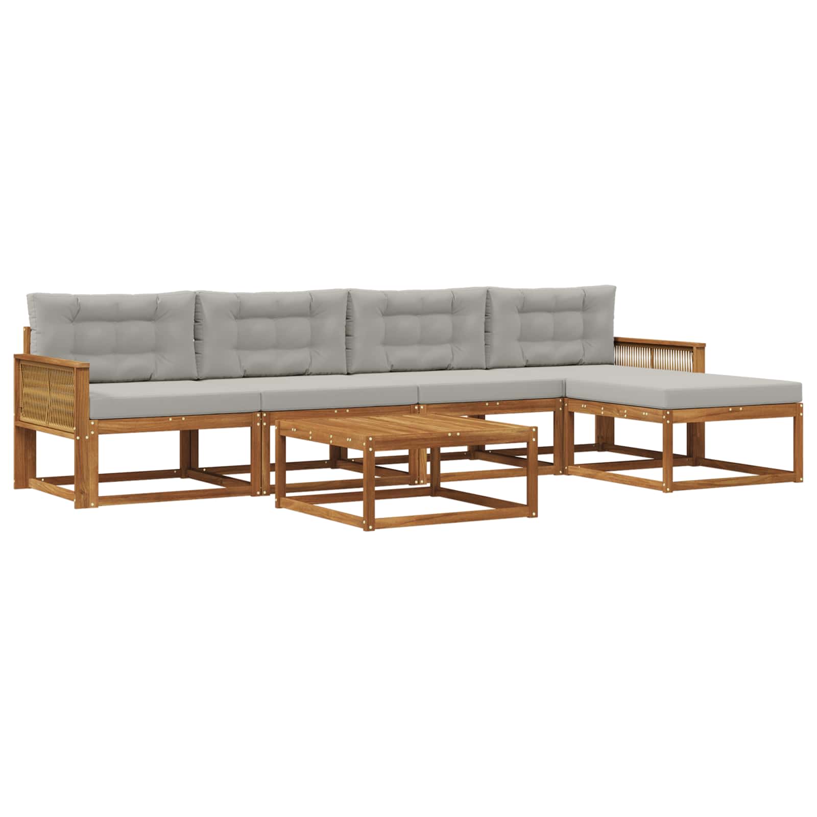 Outdoor-Sofagarnitur mit Kissen 6 pcs Natural and Light grey