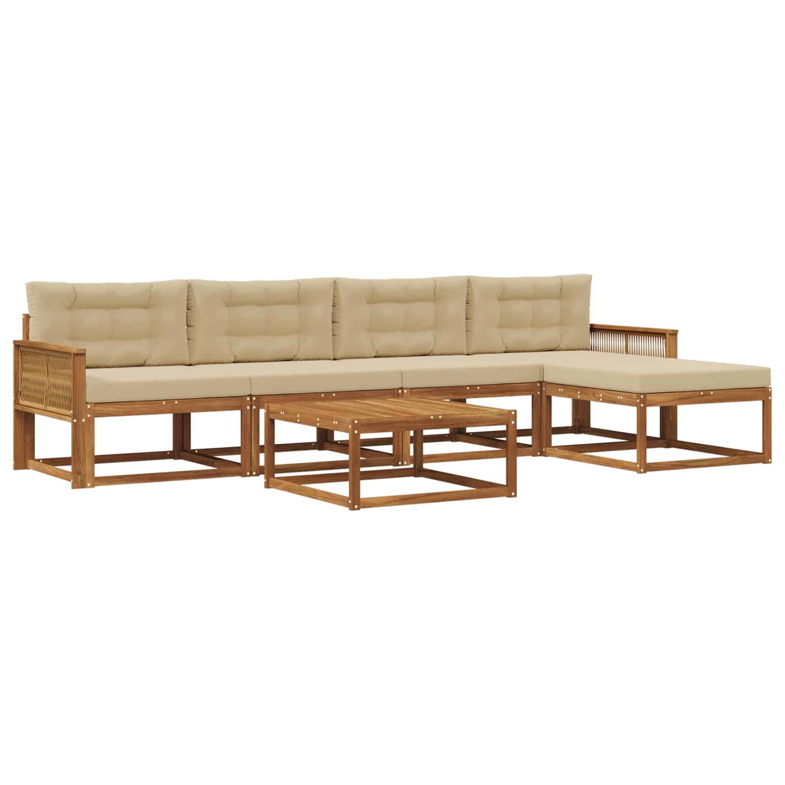 Outdoor-Sofagarnitur mit Kissen 6 pcs Natur und Beige