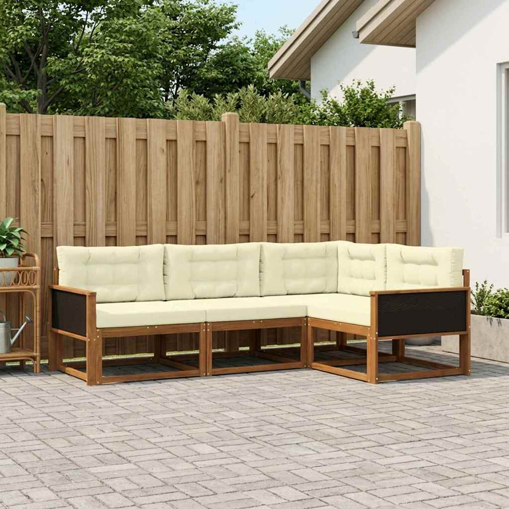 Outdoor-Sofagarnitur 4 stk. Natur und Creme