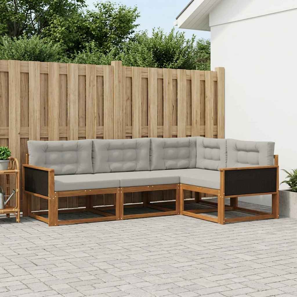 Outdoor-Sofagarnitur mit Kissen 4 pcs Natural and Light grey