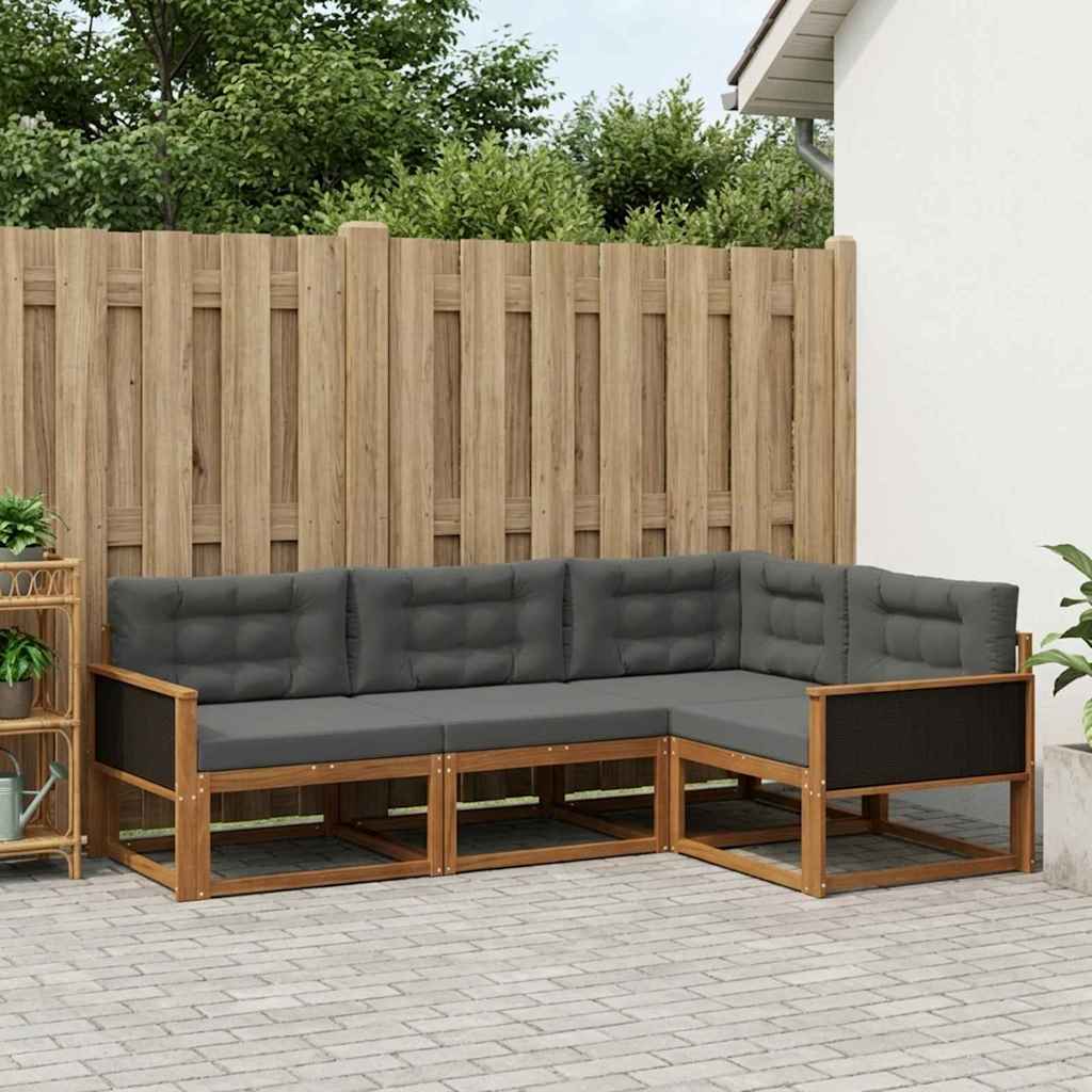 Outdoor-Sofagarnitur 4 stk. Natur und Anthrazit
