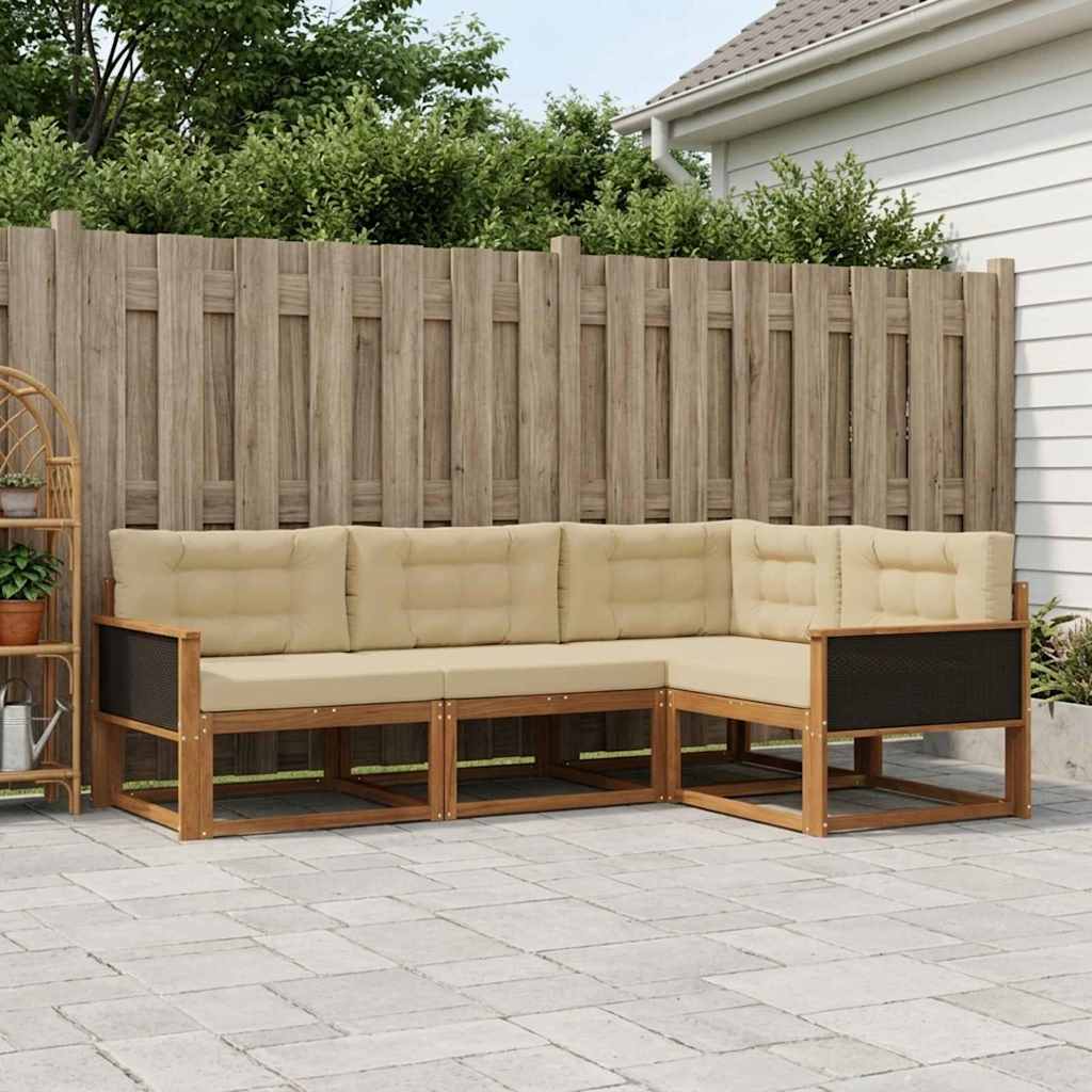 Outdoor-Sofagarnitur 4 stk. Natur und Beige