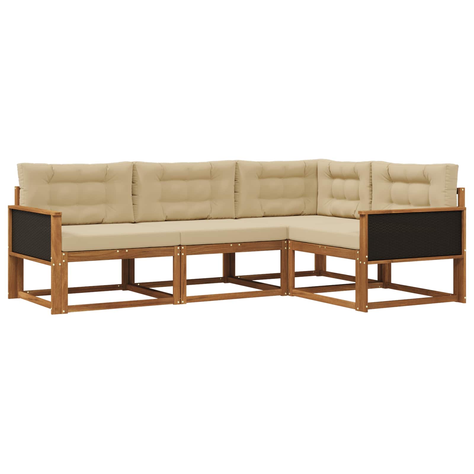 Outdoor-Sofagarnitur 4 stk. Natur und Beige