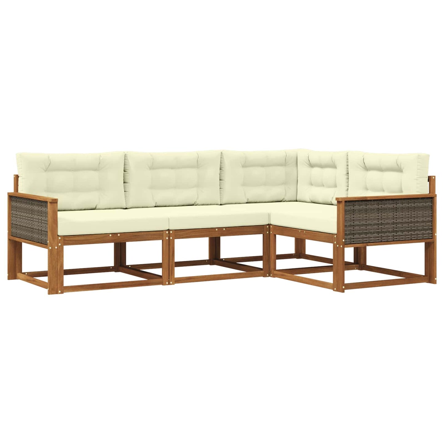 Outdoor-Sofagarnitur mit Kissen 4 pcs Natur und Creme