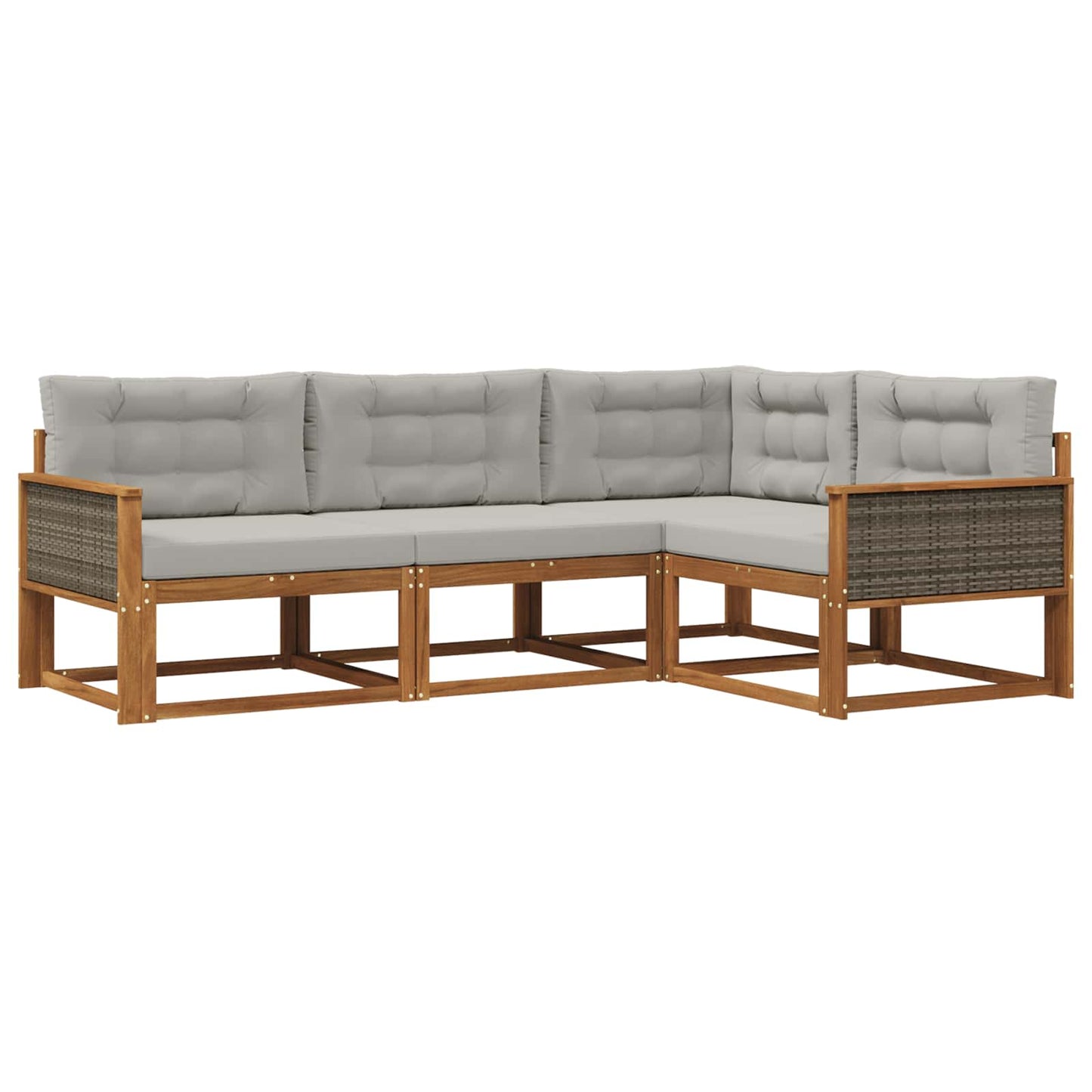Outdoor-Sofagarnitur mit Kissen 4 pcs Natural and Light grey