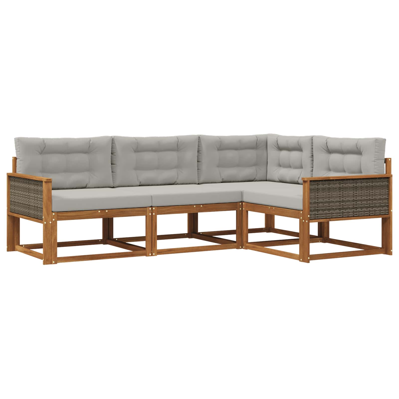 Outdoor-Sofagarnitur mit Kissen 4 pcs Natural and Light grey