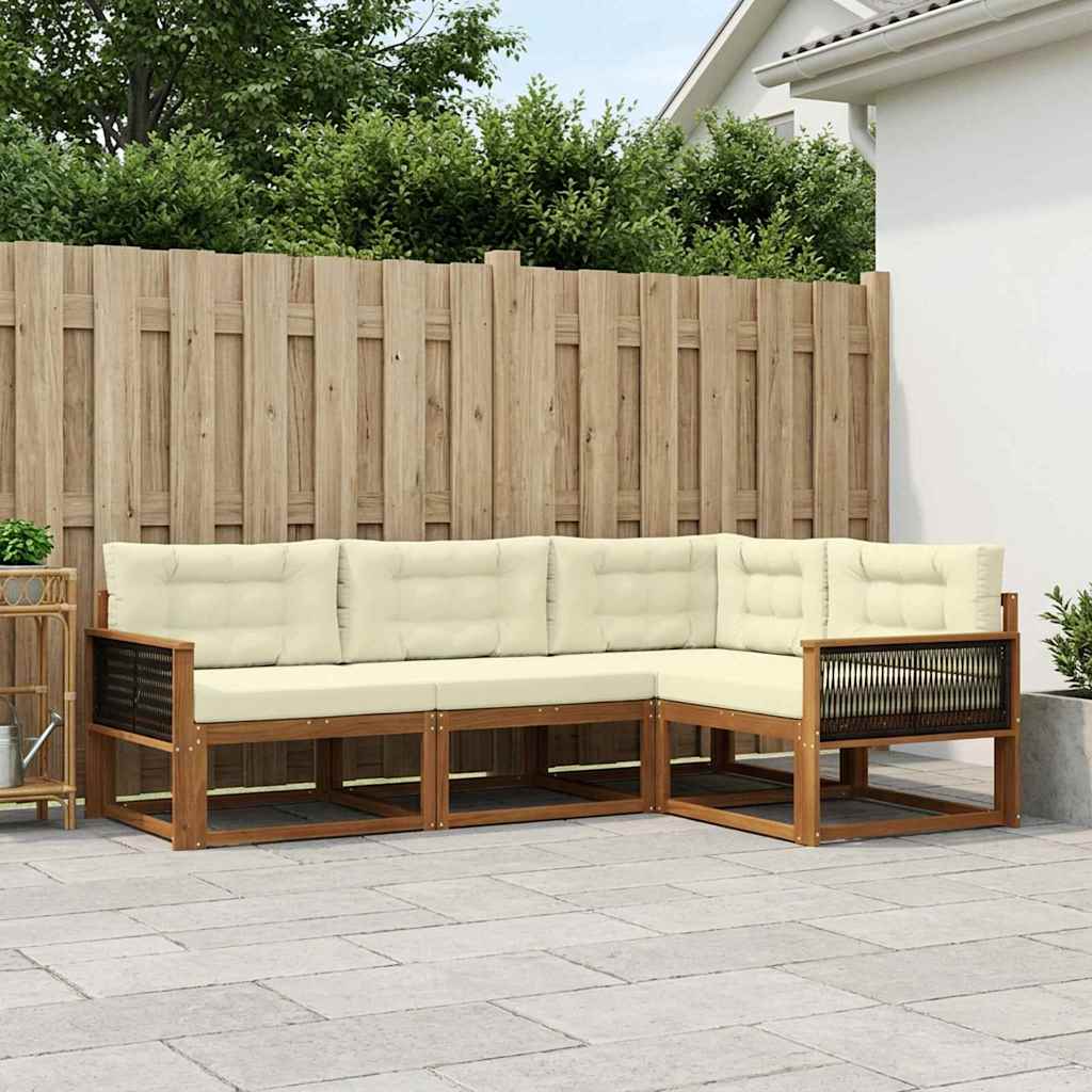 Outdoor-Sofagarnitur mit Kissen 4 pcs Natur und Creme