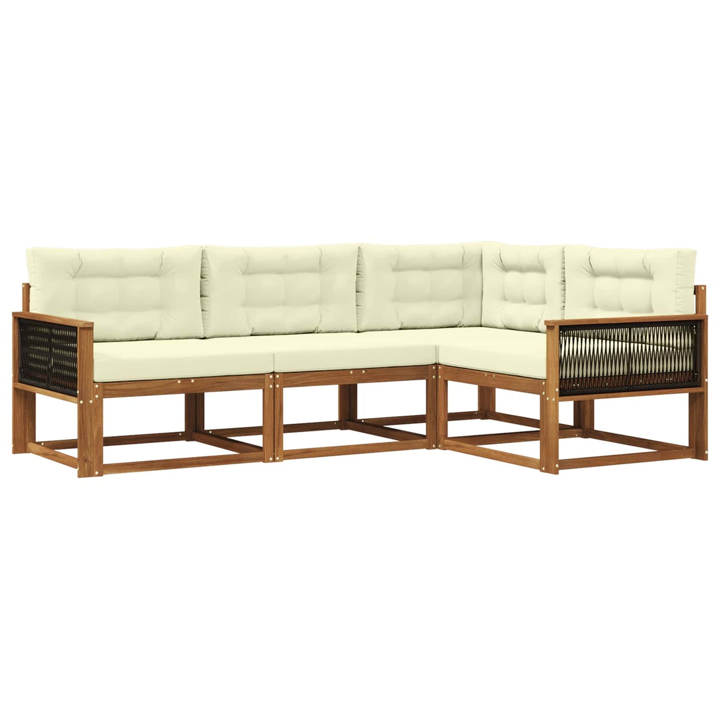 Outdoor-Sofagarnitur mit Kissen 4 pcs Natur und Creme