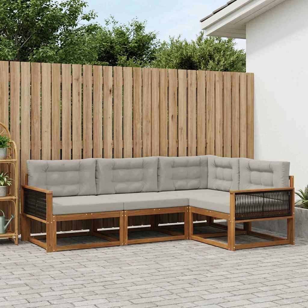 Outdoor-Sofagarnitur mit Kissen 4 pcs Natural and Light grey