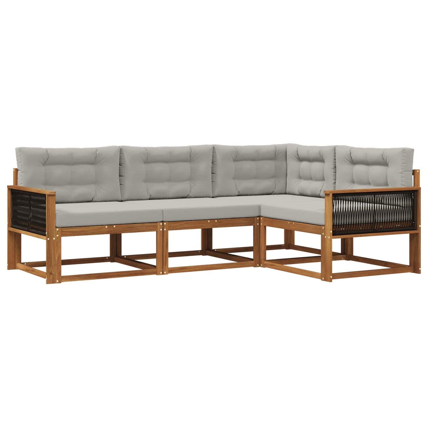 Outdoor-Sofagarnitur mit Kissen 4 pcs Natural and Light grey