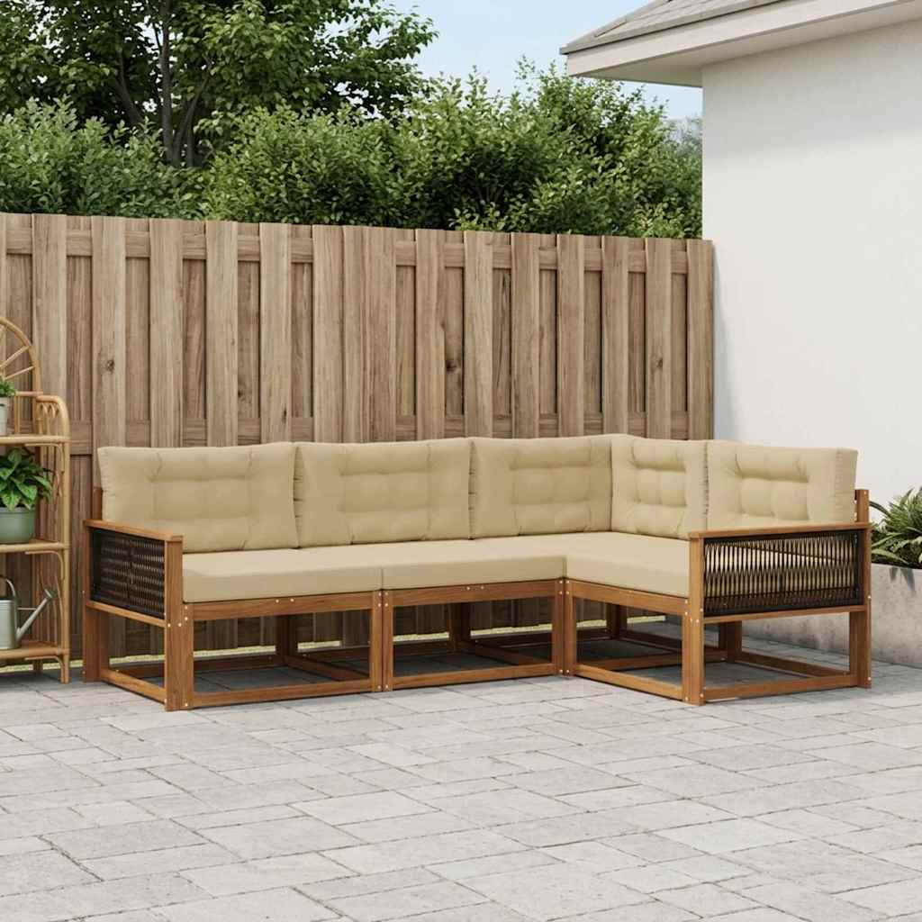 Outdoor-Sofagarnitur 4 stk. Natur und Beige