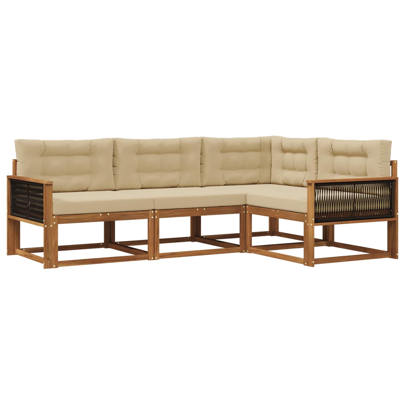 Outdoor-Sofagarnitur 4 stk. Natur und Beige