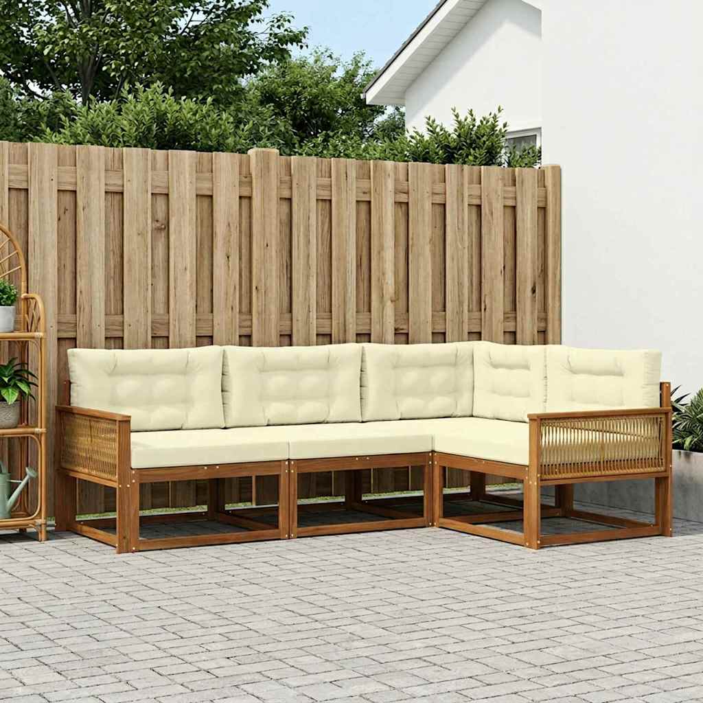 Outdoor-Sofagarnitur 4 stk. Natur und Creme