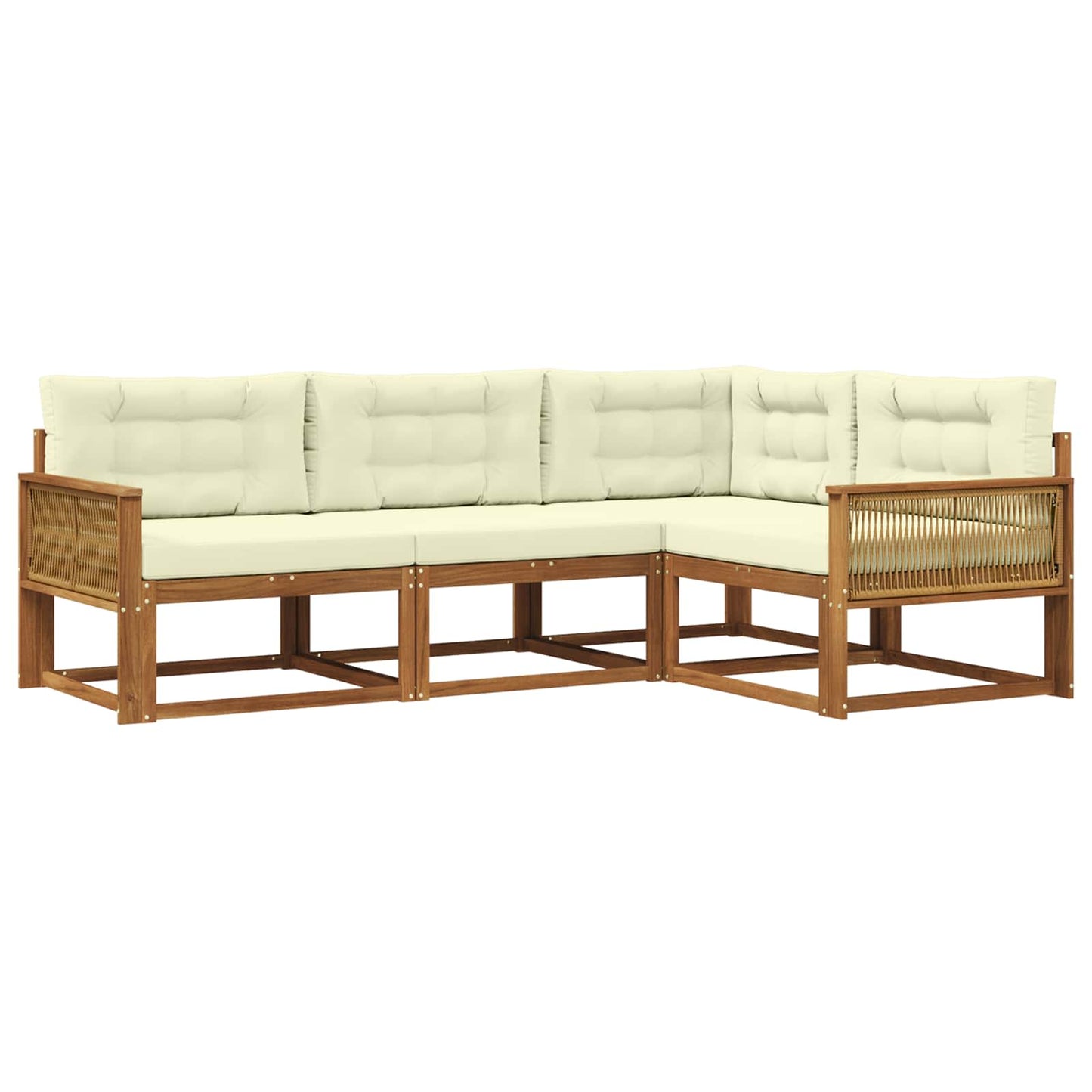 Outdoor-Sofagarnitur 4 stk. Natur und Creme