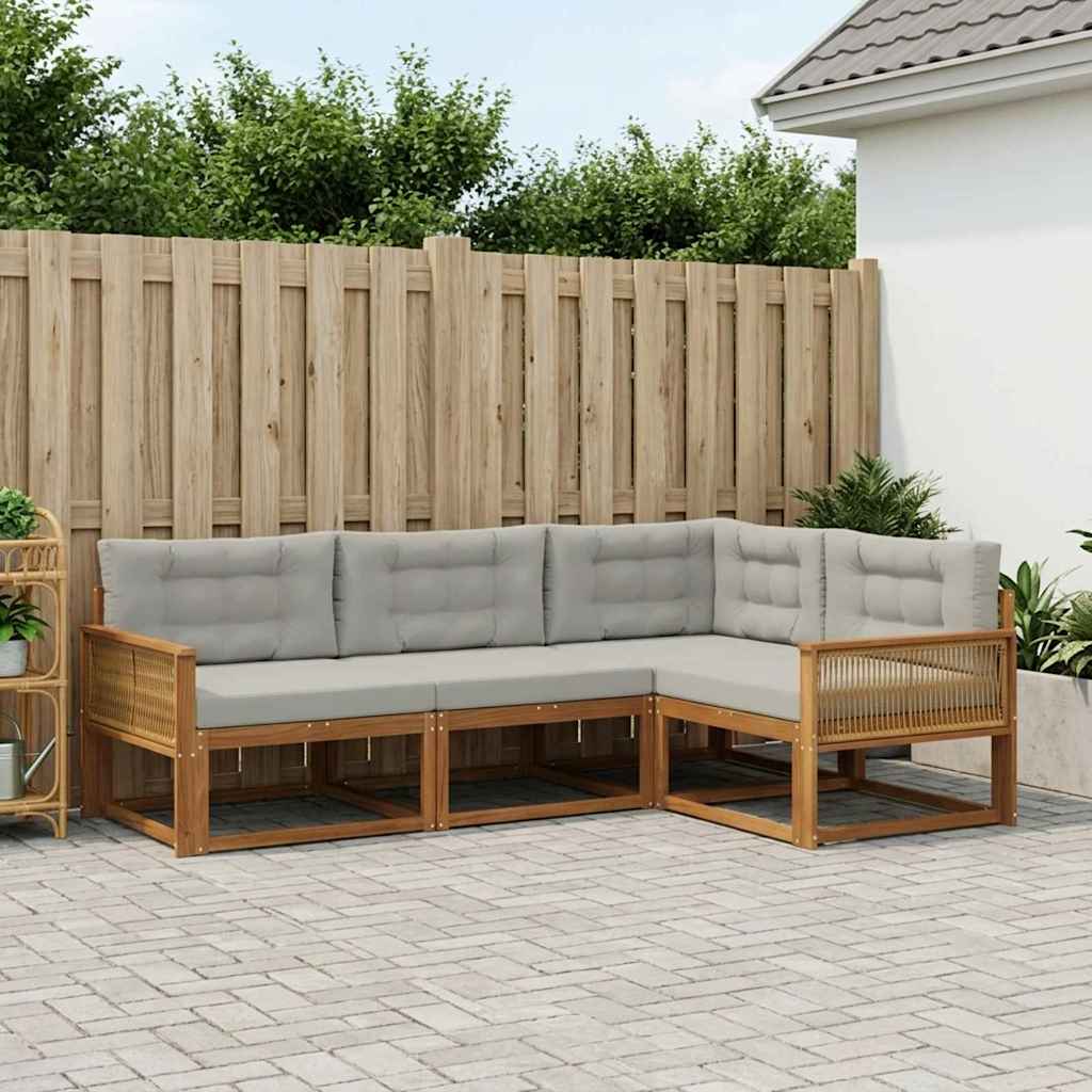 Outdoor-Sofagarnitur mit Kissen 4 pcs Natural and Light grey