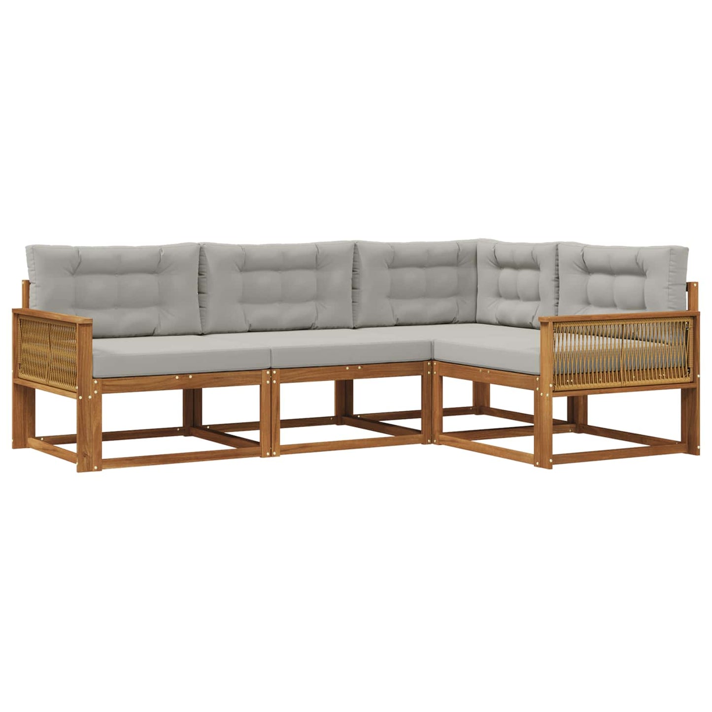 Outdoor-Sofagarnitur mit Kissen 4 pcs Natural and Light grey