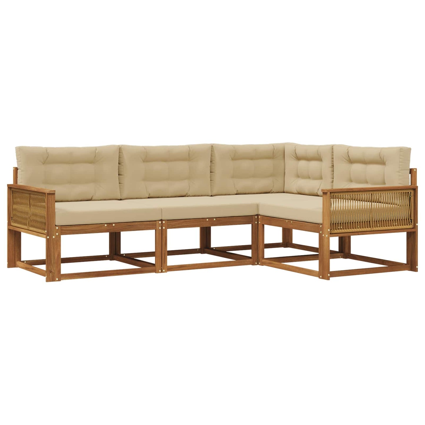 Outdoor-Sofagarnitur mit Kissen 4 pcs Natur und Beige