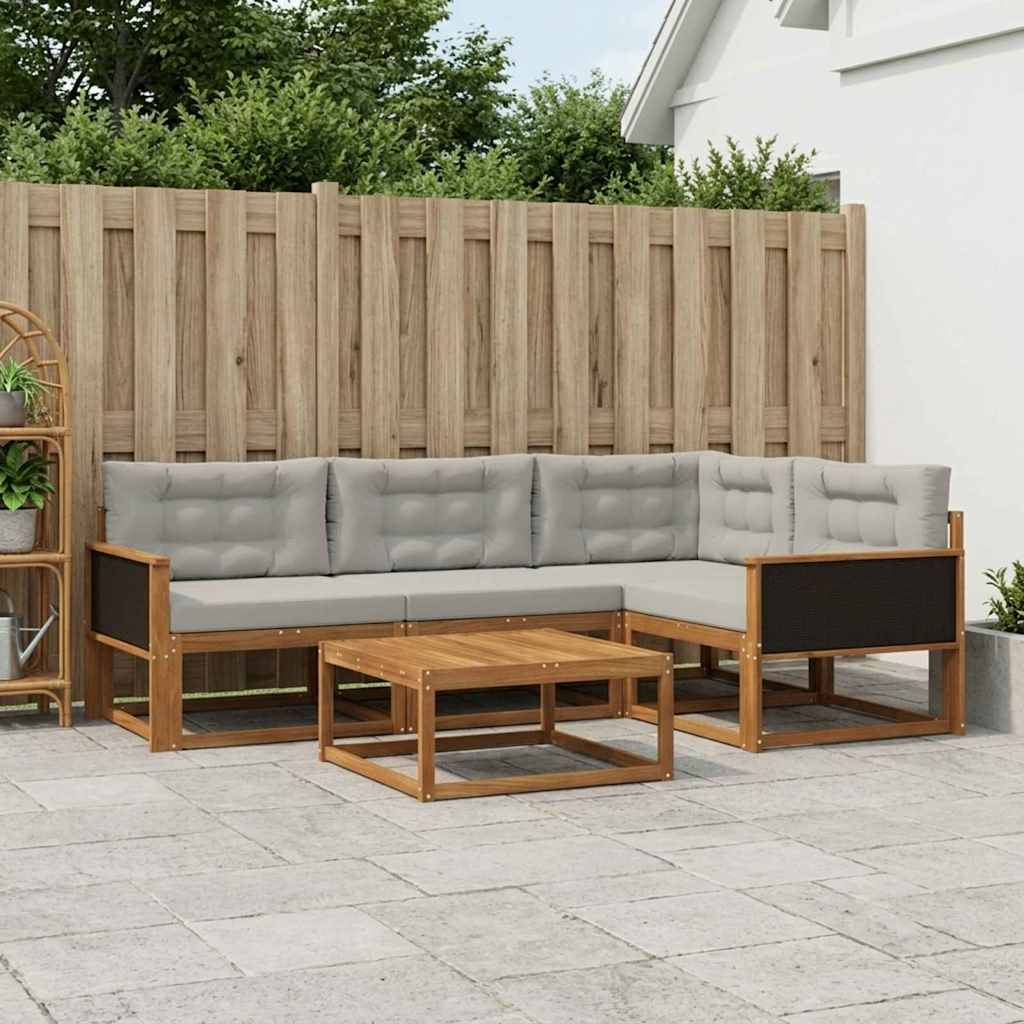 Outdoor-Sofagarnitur mit Kissen 5 pcs Natural and Light grey
