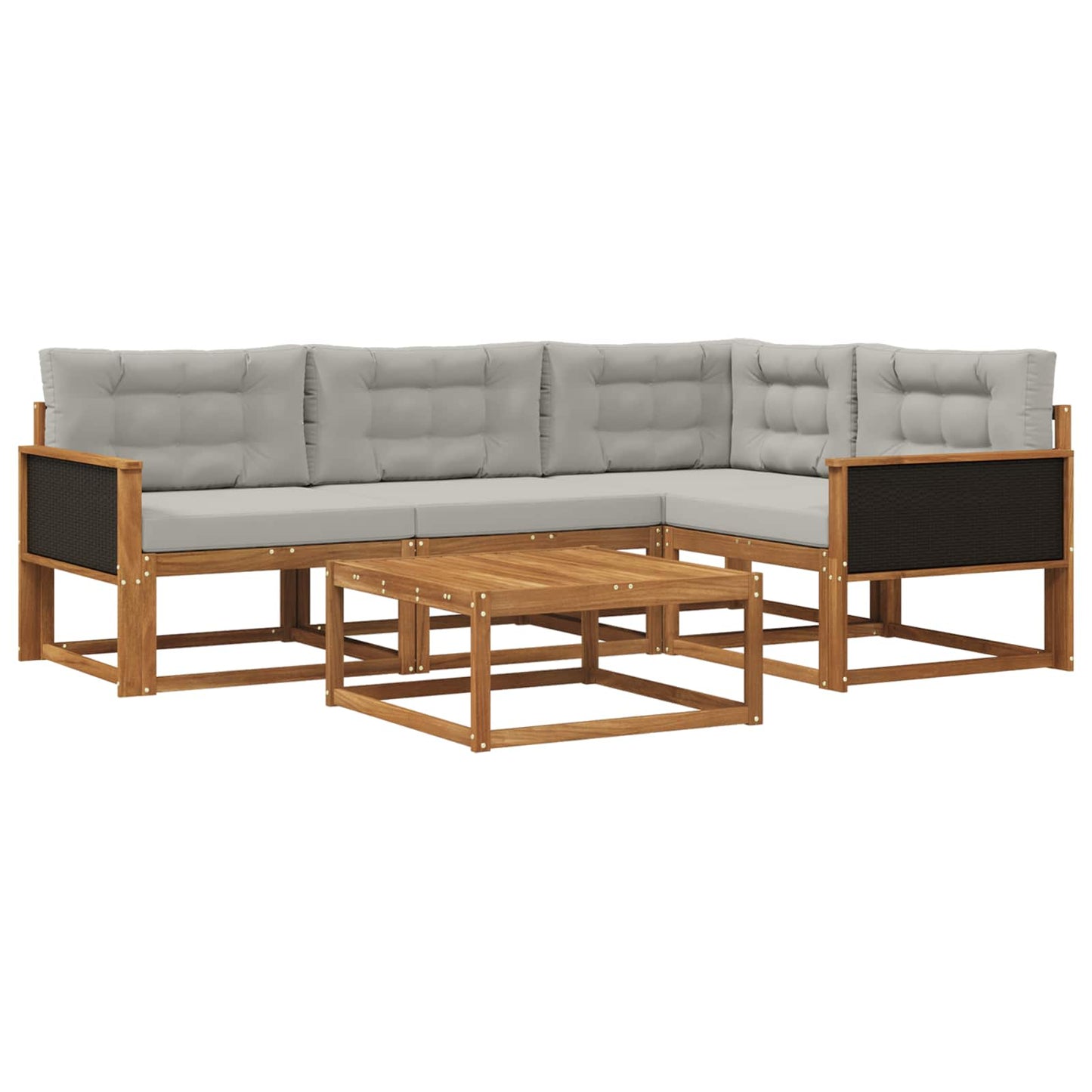 Outdoor-Sofagarnitur mit Kissen 5 pcs Natural and Light grey
