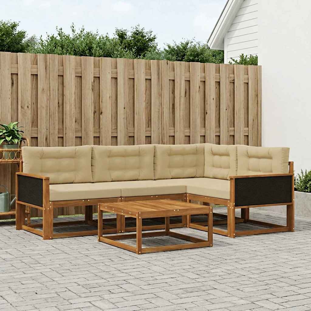 Outdoor-Sofagarnitur mit Kissen 5 pcs Natur und Beige