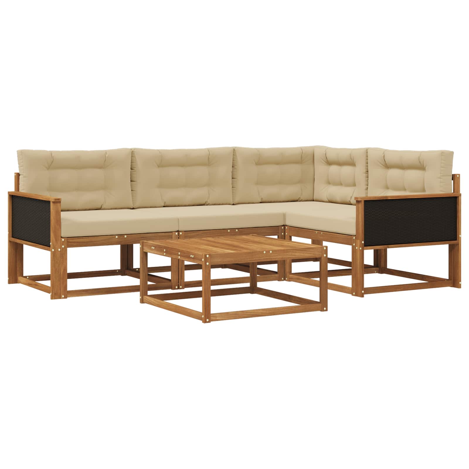Outdoor-Sofagarnitur mit Kissen 5 pcs Natur und Beige