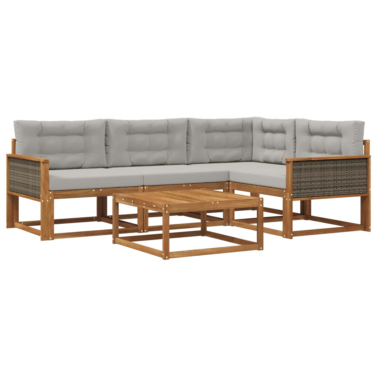 Outdoor-Sofagarnitur mit Kissen 5 pcs Natural and Light grey