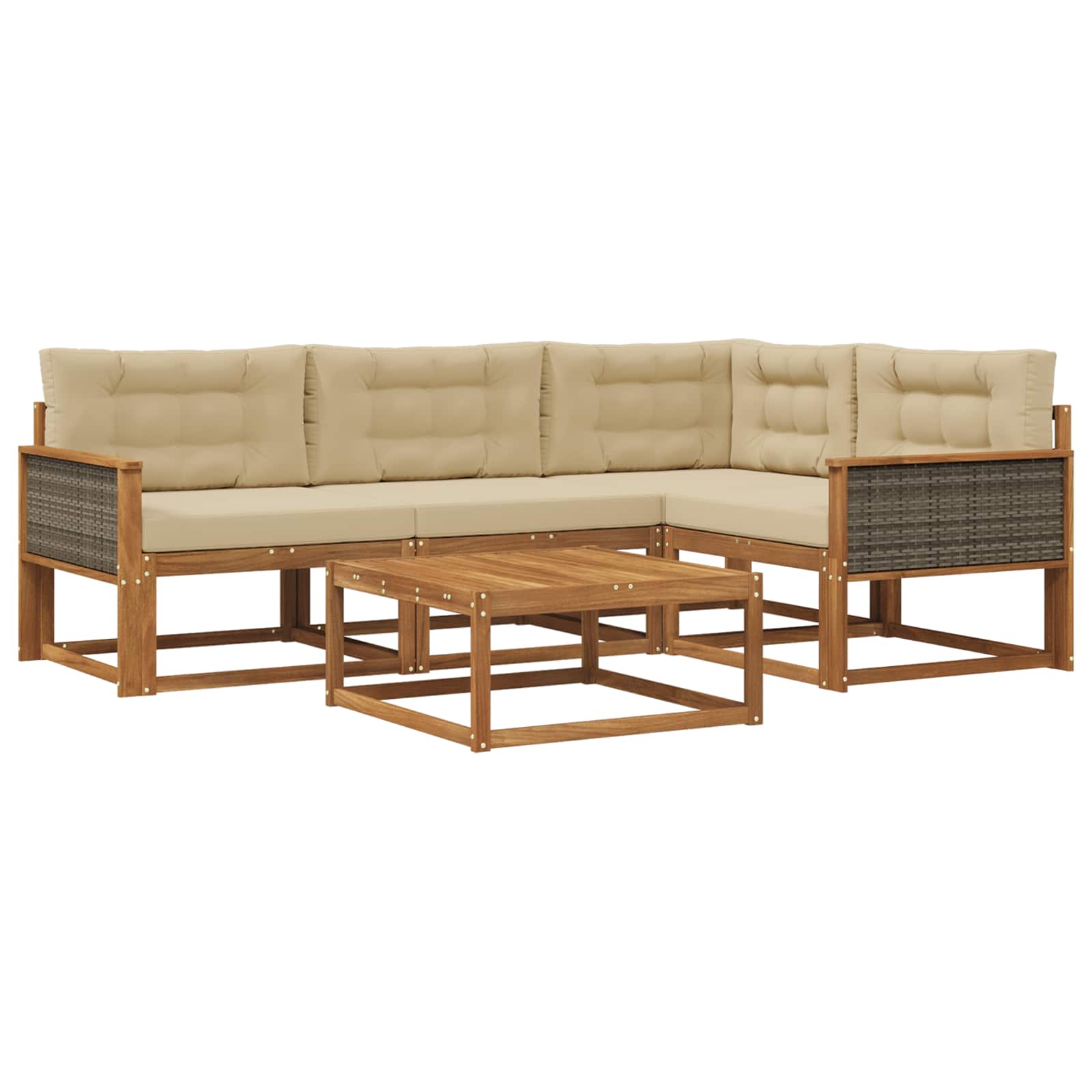 Outdoor-Sofagarnitur mit Kissen 5 pcs Natur und Beige