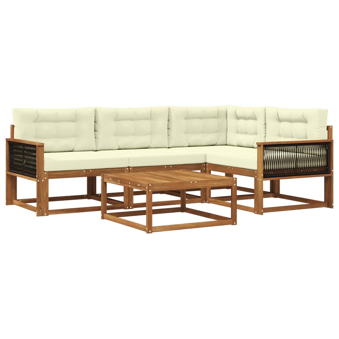 Outdoor-Sofagarnitur mit Kissen 5 pcs Natur und Creme