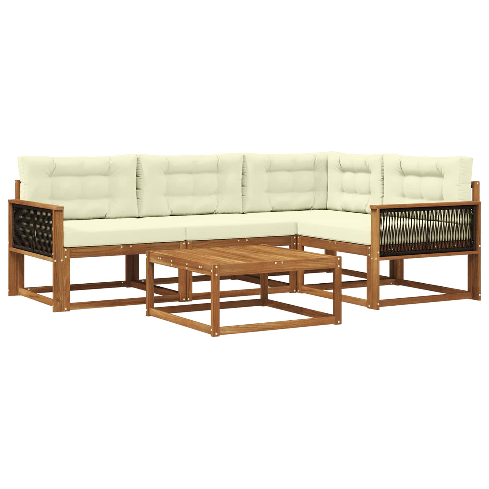 Outdoor-Sofagarnitur mit Kissen 5 pcs Natur und Creme