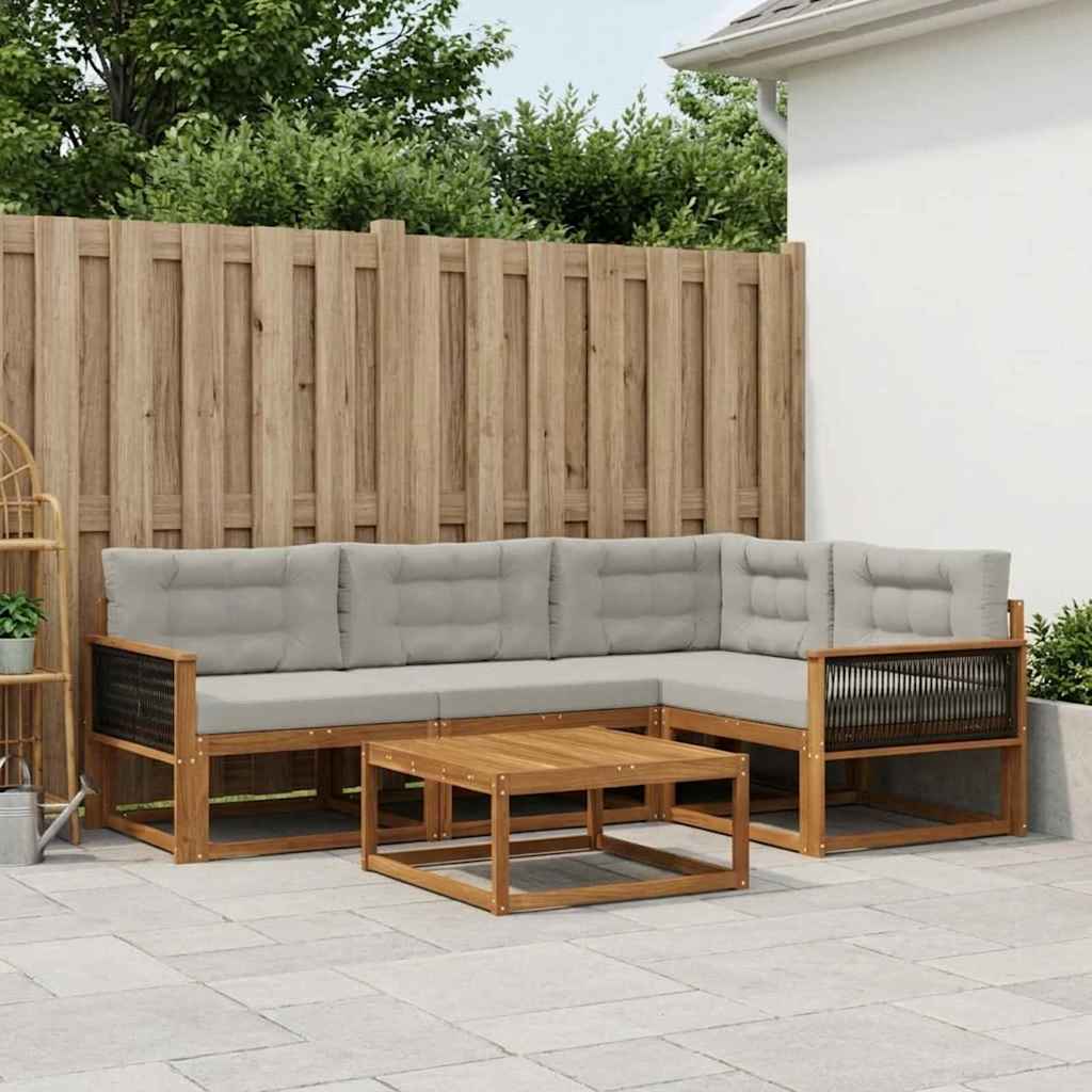 Outdoor-Sofagarnitur mit Kissen 5 pcs Natural and Light grey
