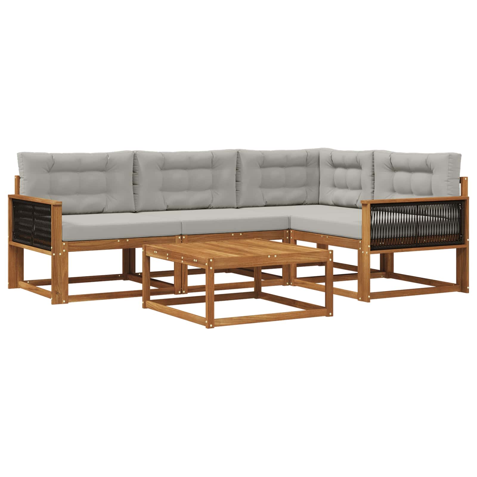 Outdoor-Sofagarnitur mit Kissen 5 pcs Natural and Light grey